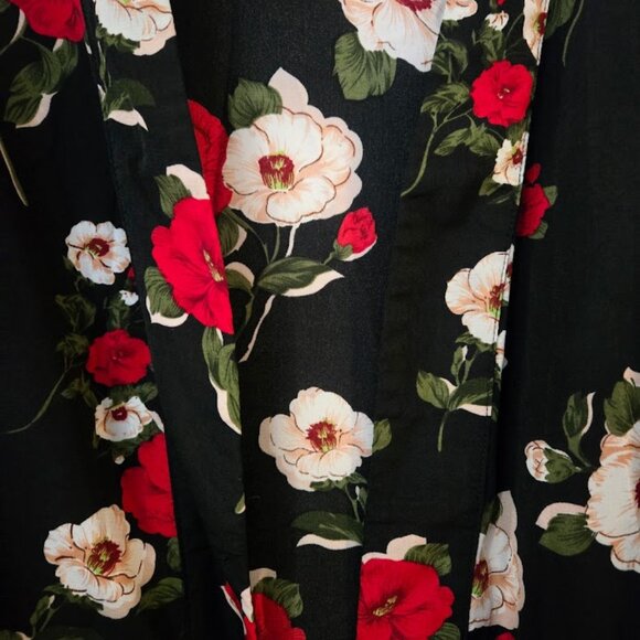 Coofandy black floral open‎ front kimono jacket XL - Picture 3 of 6